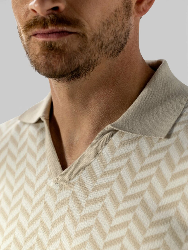 Beige polo met patroon State of Art