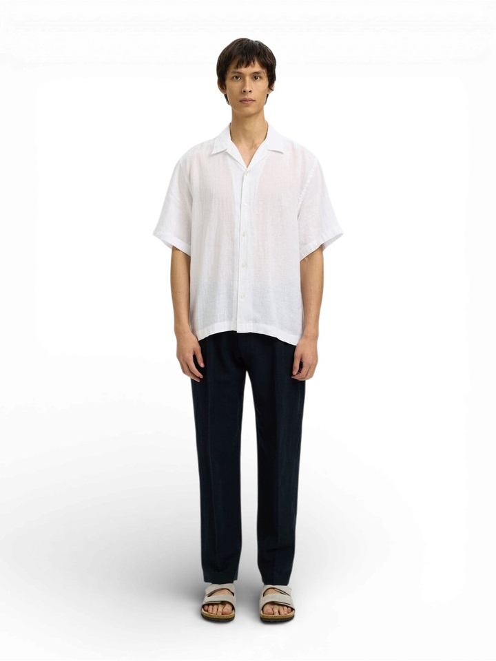 Blauwe linnen broek Selected 