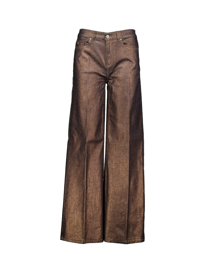 Bruine metallic broek Sventy Raffaello Rossi