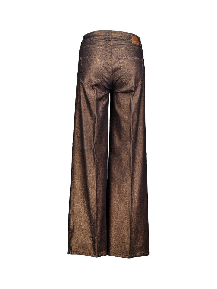 Bruine metallic broek Sventy Raffaello Rossi