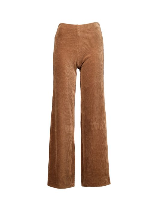 Camel kleurige broek met elastiek in ribfluweel Elaine Long Raffaello