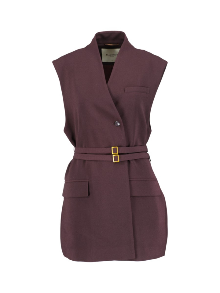 Bordeaux gilet met dubbele riem FRAN Beaumont