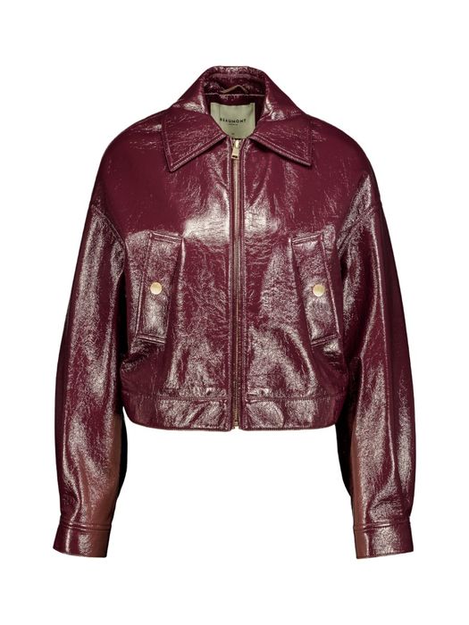 Bordeaux jas in glanzende faux leather