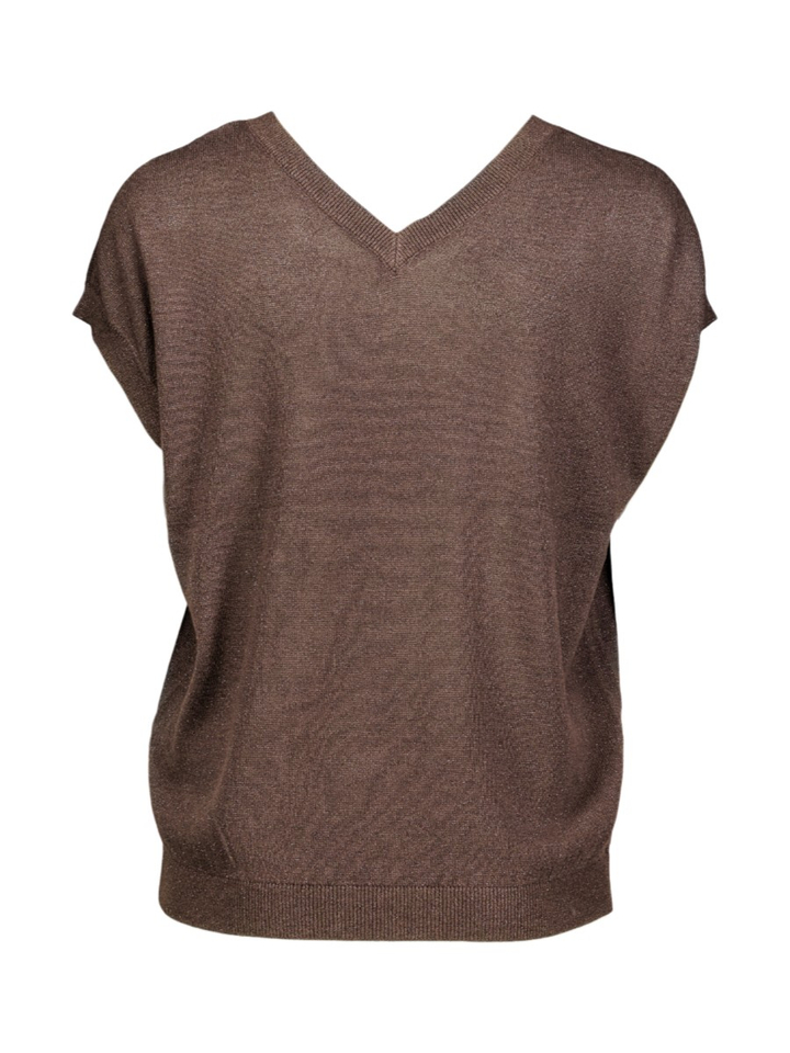 Bruine trui met subtriele glitter en korte mouwen Dion Beaumont
