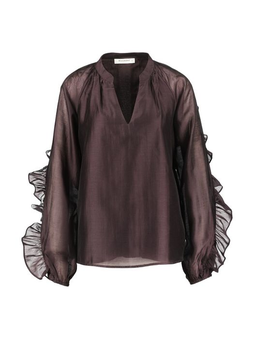Aubergine blouse met transparante mouwen AMANDA Beaumont