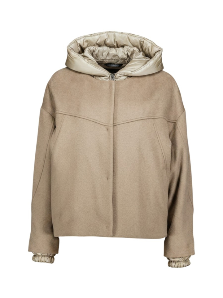 Beige wollen jas met capuchon Dagmar Creenstone