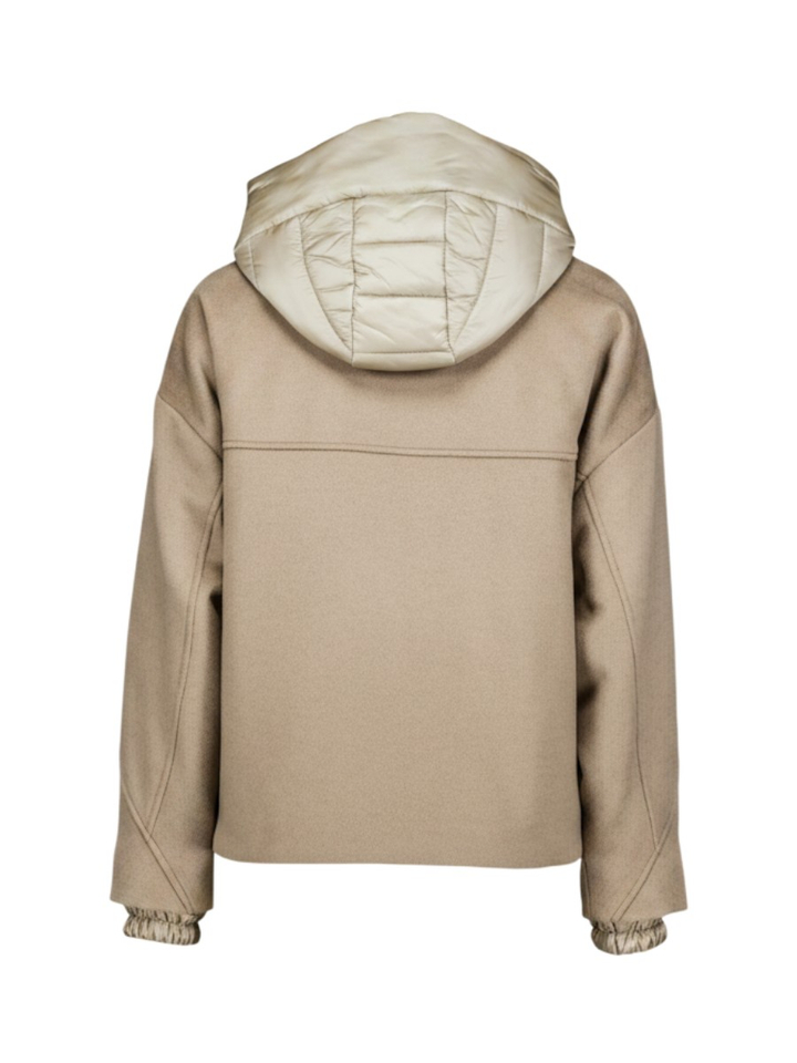 Beige wollen jas met capuchon Dagmar Creenstone