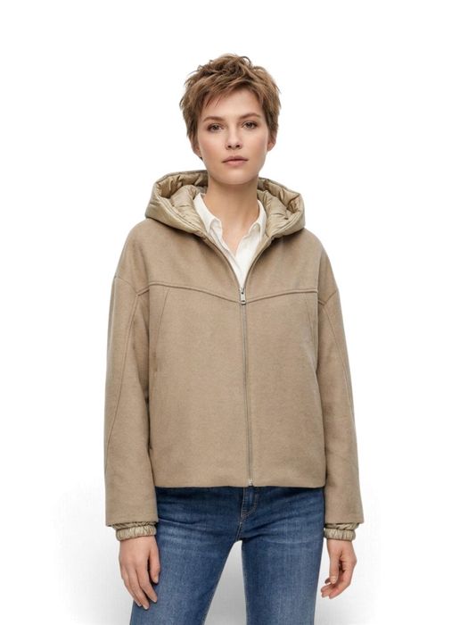 Beige wollen jas met capuchon Dagmar Creenstone