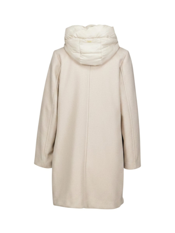 Beige mantel met afritsbare kap Elvira Beaumont