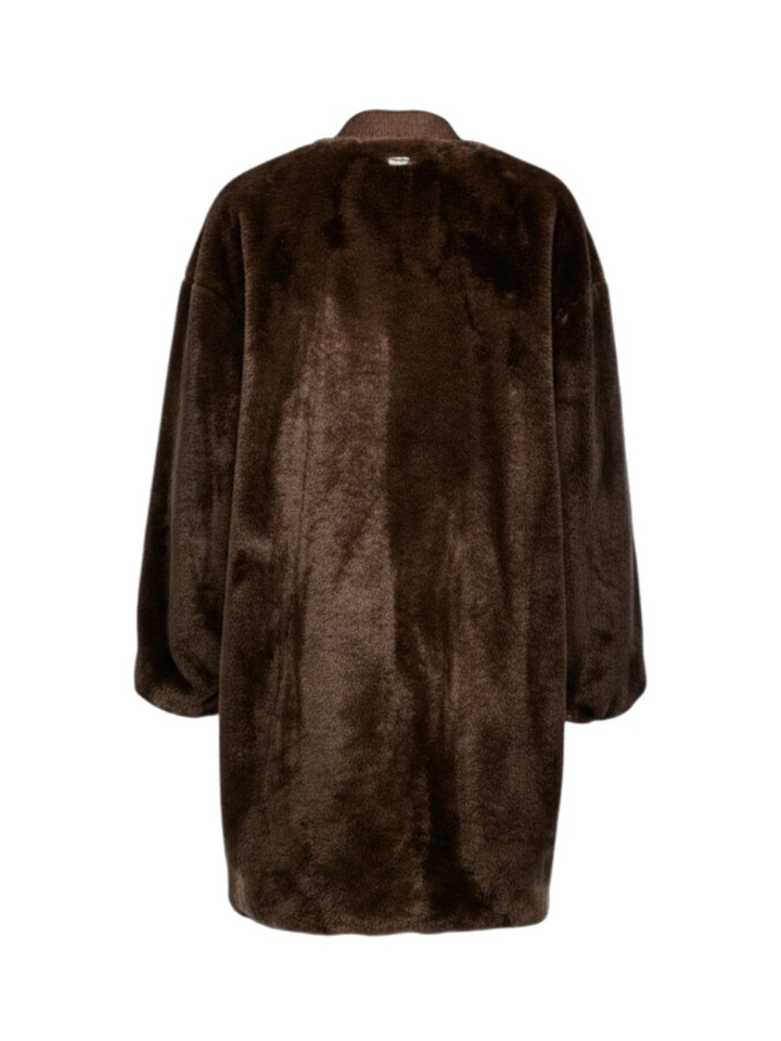 Bruine halflange faux fur jas Beaumont