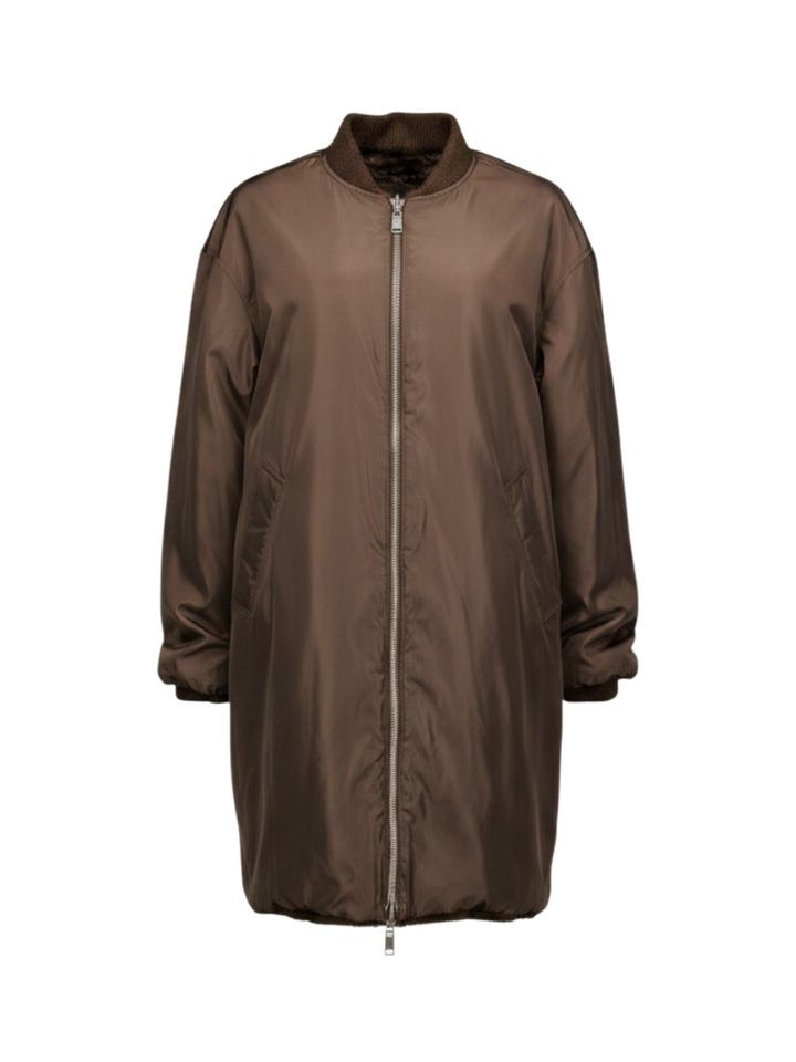 Bruine halflange faux fur jas Beaumont