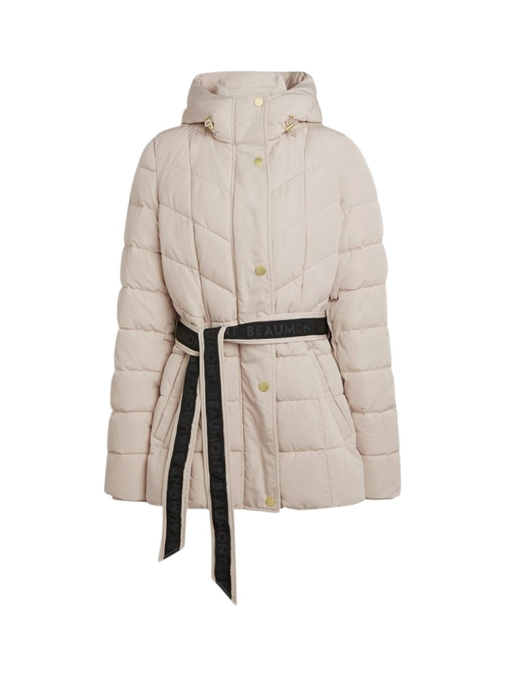 Beige jas met kap en riem Embla Beaumont 