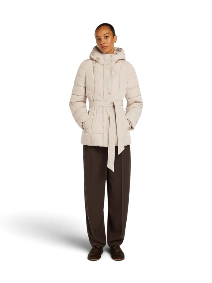Beige jas met kap en riem Embla Beaumont 
