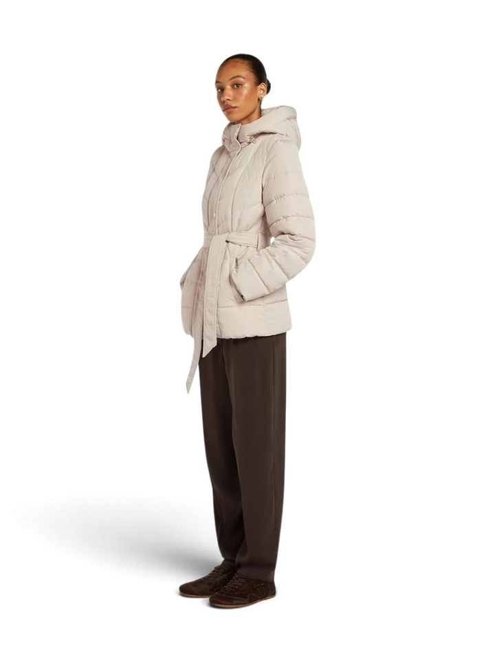 Beige jas met kap en riem Embla Beaumont 