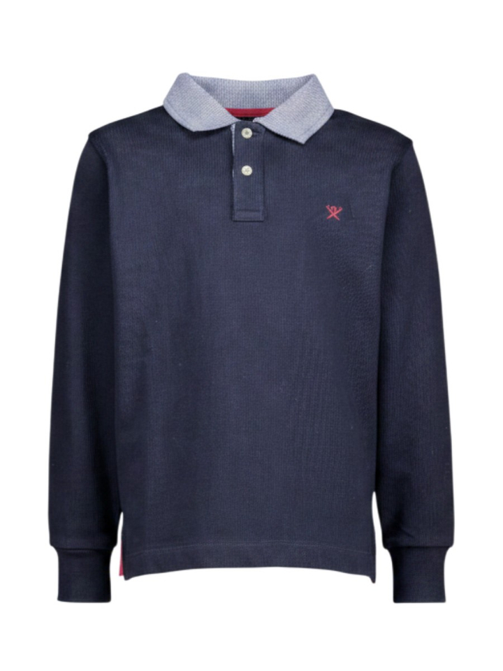 Old navy blauwe polo met lange mouwen Hackett
