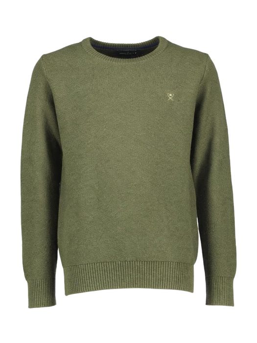 Donkergroene katoen pull met ronde hals Hackett