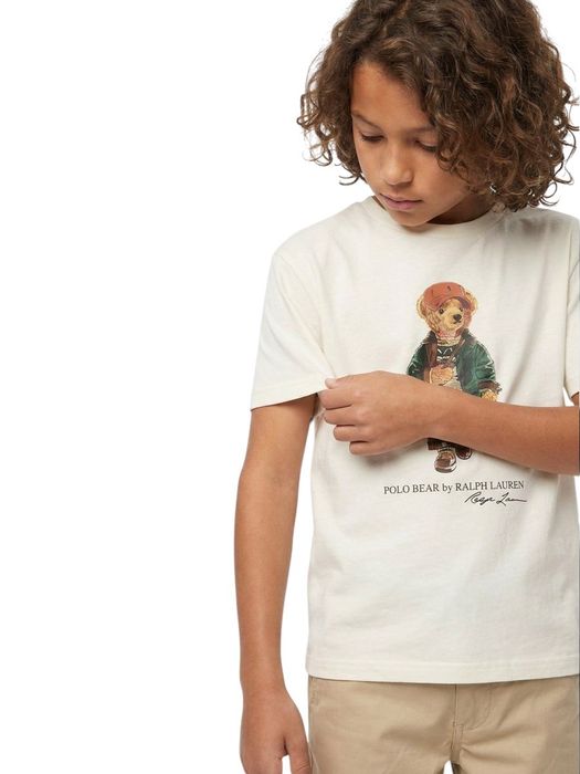 Witte katoenen T-shirt met beer Ralph Lauren