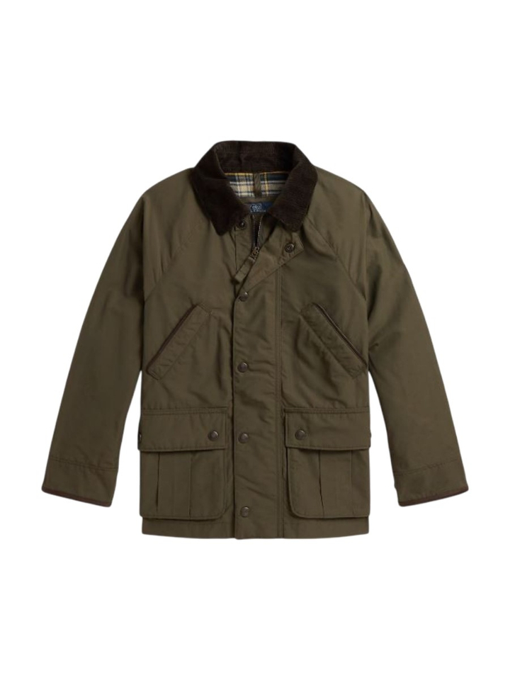 Kaki groene vest met ribfluwelen kraag Ralph Lauren