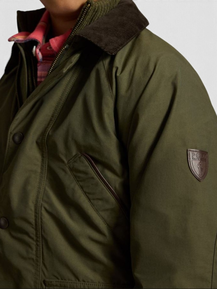 Kaki groene vest met ribfluwelen kraag Ralph Lauren