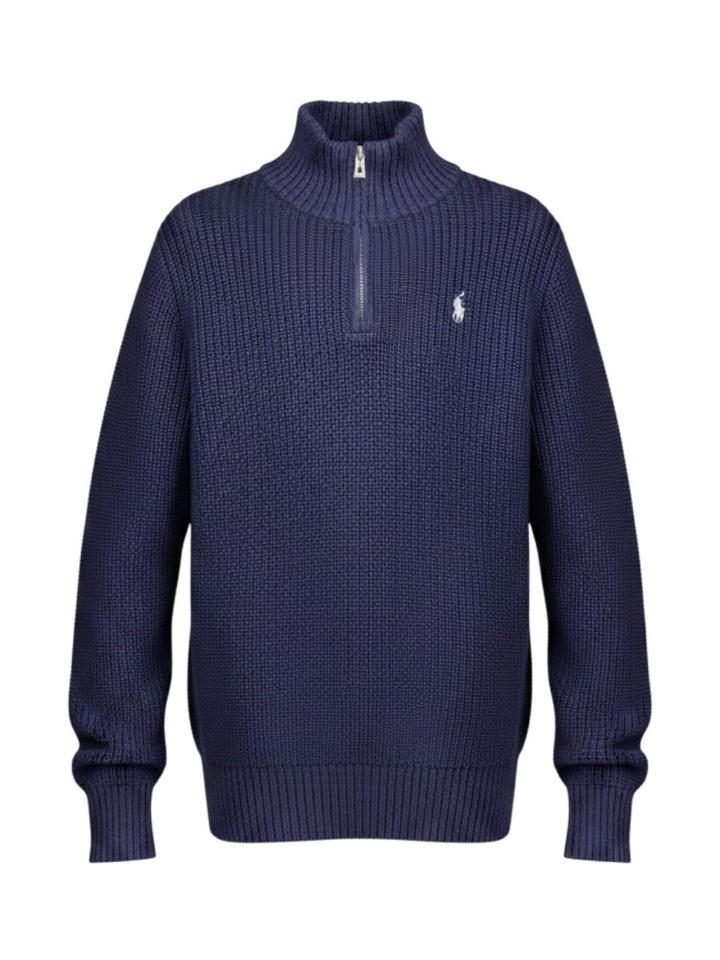 Refined navy trui met opstaande kraag en rits Ralph Lauren 
