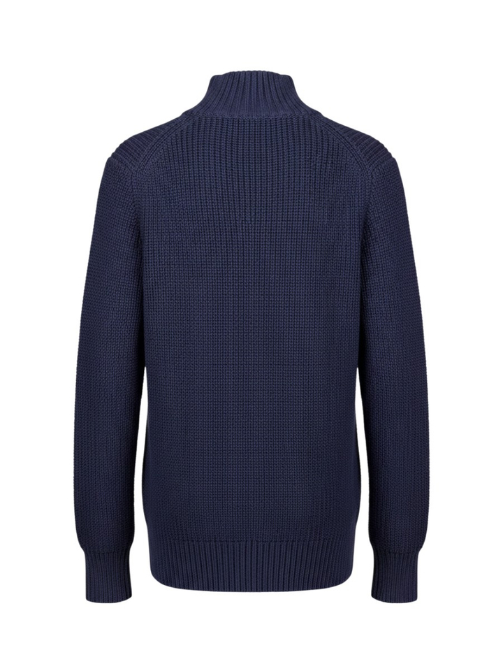 Refined navy trui met opstaande kraag en rits Ralph Lauren 
