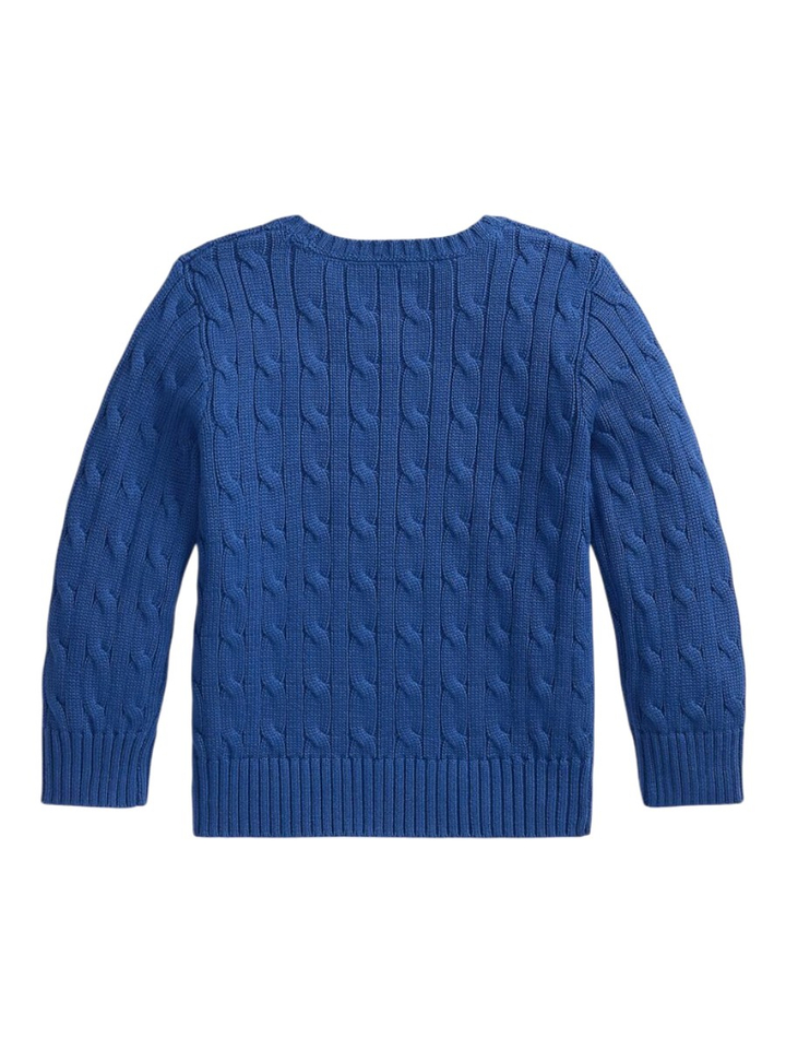 Dusty azure kabeltrui met ronde hals en lange mouwen Ralph Lauren
