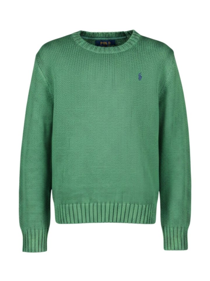 Groene gebreide trui met blauw merklogo Ralph Lauren 