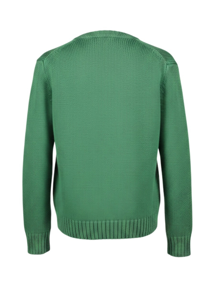 Groene gebreide trui met blauw merklogo Ralph Lauren 