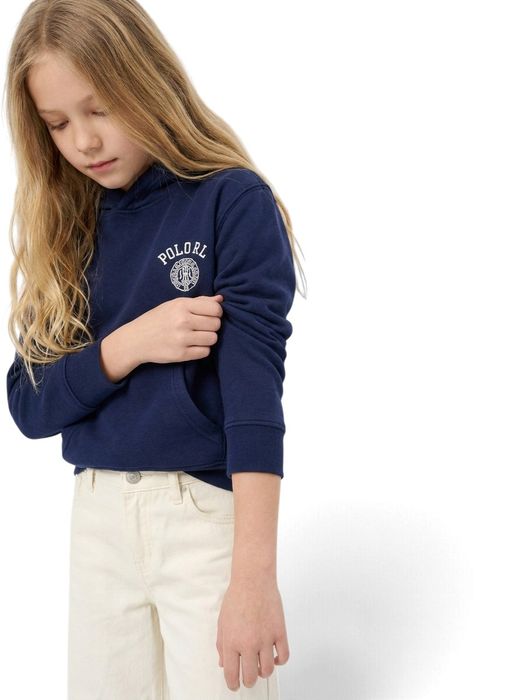 Donkerblauwe big fit fleece hoodie met logo Ralph Lauren