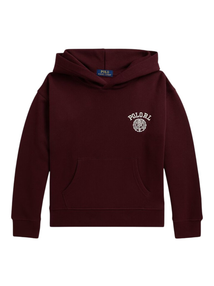 Bordeaux big fit fleece hoodie met logo Ralph Lauren