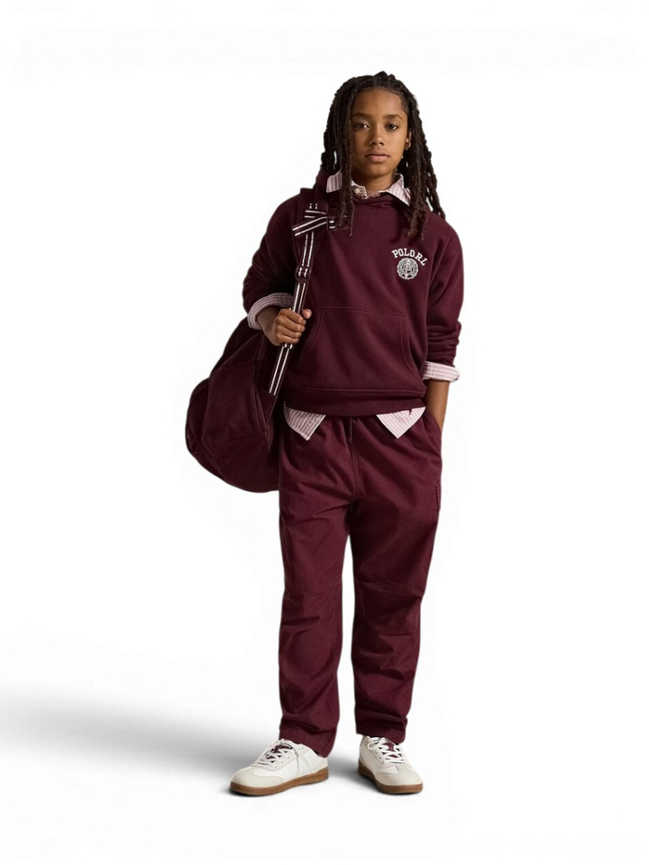 Bordeaux big fit fleece hoodie met logo Ralph Lauren