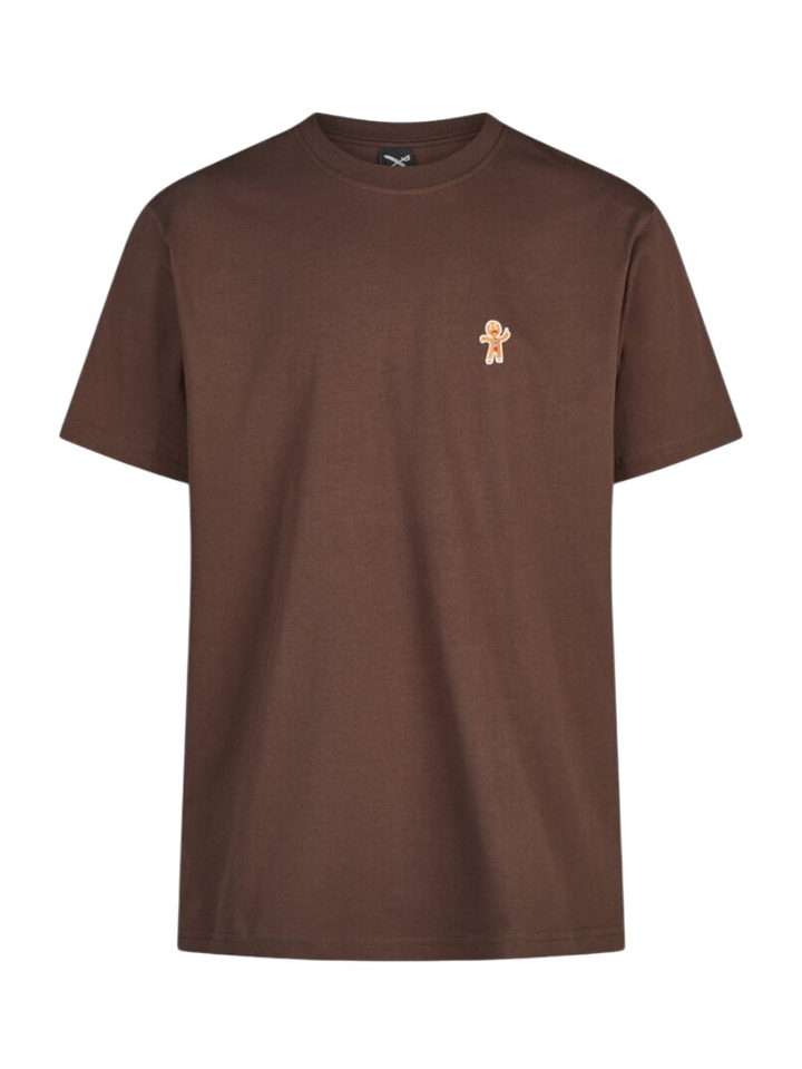 Bruine katoenen t-shirt met ronde hals en korte mouwen Cookieman Iriedaily