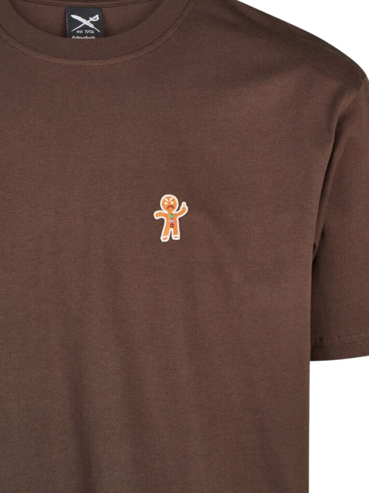 Bruine katoenen t-shirt met ronde hals en korte mouwen Cookieman Iriedaily