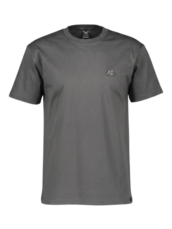 Grijze katoenen T-shirt met fiets logo Peaceride Iriedaily