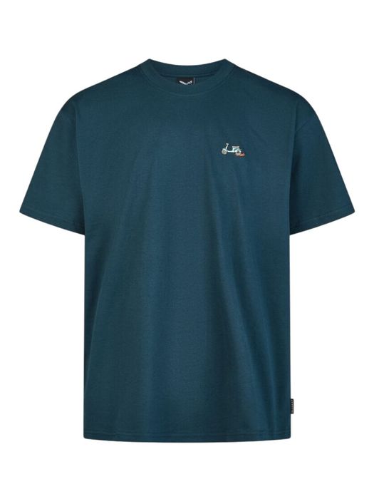 Blauwe katoenen t-shirt met ronde hals en korte mouwen I Scooter Iriedaily