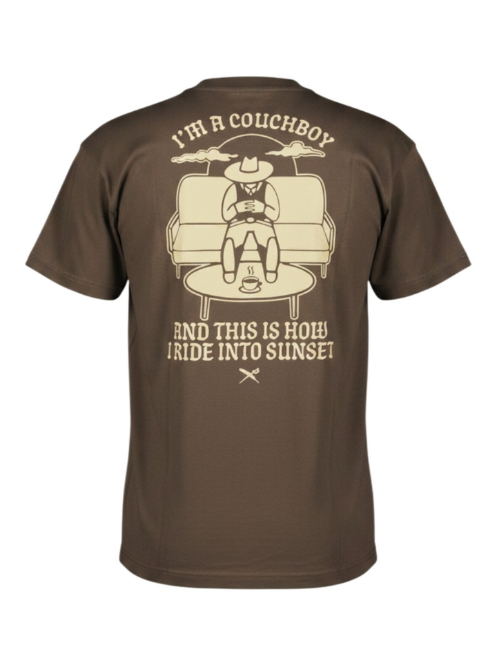Bruine katoenen T-shirt met opdruk Couchboy Iriedaily 