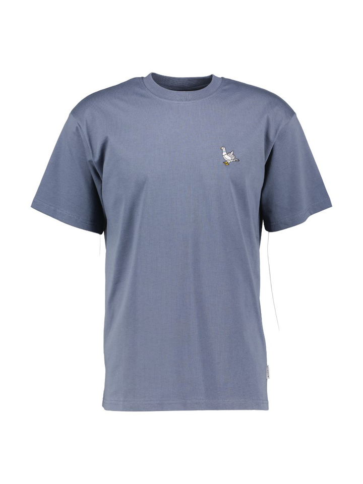 Blauwe katoenen t-shirt met ronde hals en korte mouwen Pigion Finger Iriedaily