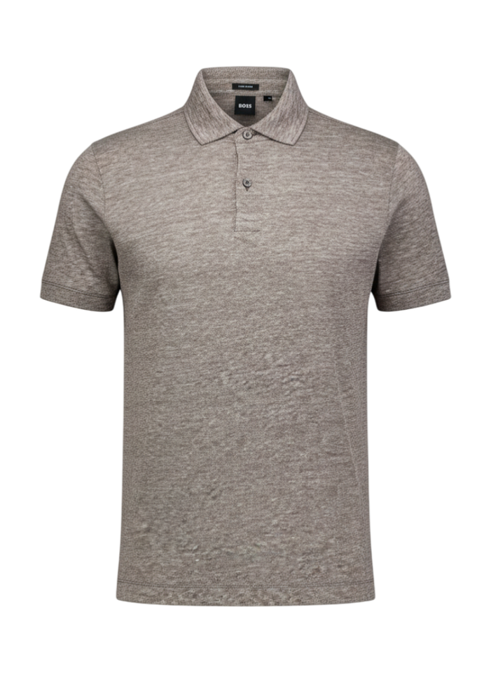 Bruine polo van linnen en katoen Hugo Boss 