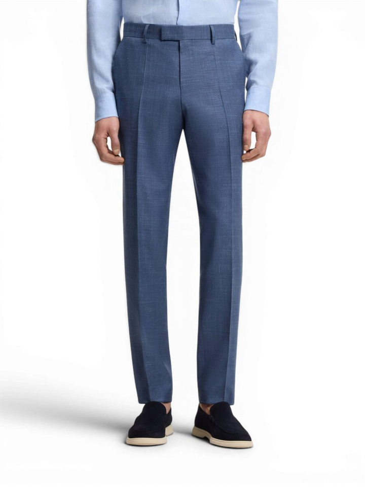 Blauwe slim fit kostuumbroek Genius Boss