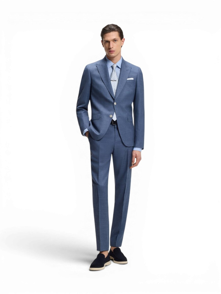 Blauwe slim fit kostuumbroek Genius Boss