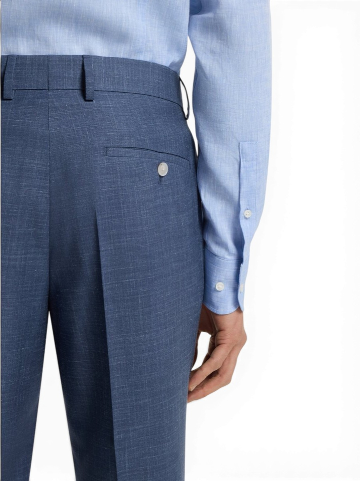 Blauwe slim fit kostuumbroek Genius Boss