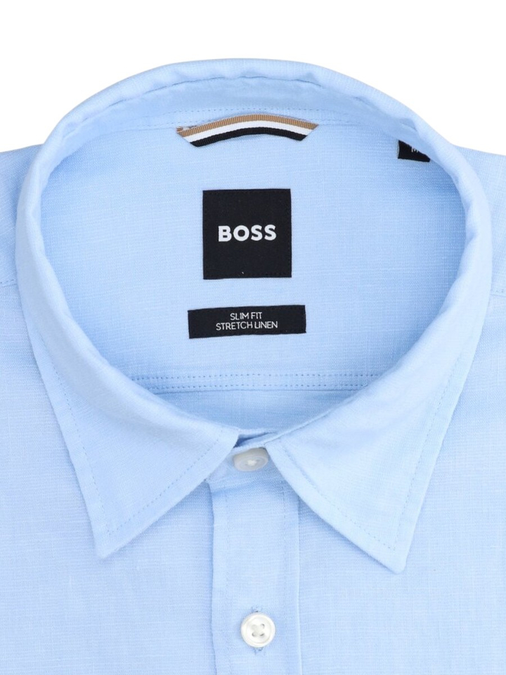 Lichtblauw hemd (slim fit stretch) met korte mouwen Hugo Boss 