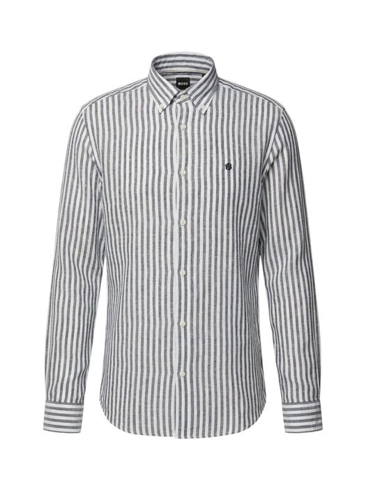 Wit linnen hemd (regular fit) met strepen en lange mouwen Hugo Boss