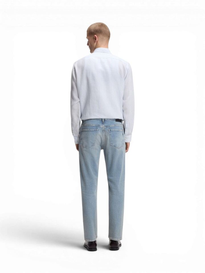 Light pastel blue linnen hemd (regular fit) met strepen en lange mouwen Hugo Boss