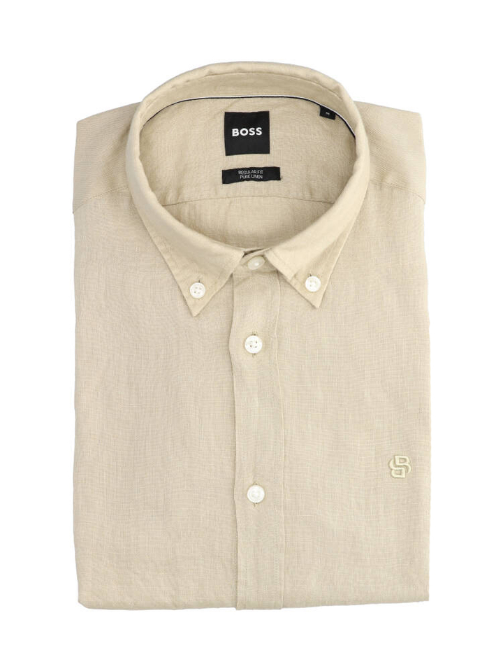 Beige hemd (regulat fit pure linnen) Met lange mouwen Hugo Boss 