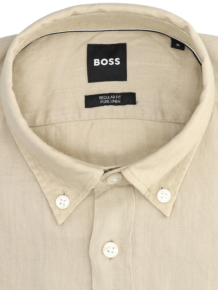 Beige hemd (regulat fit pure linnen) Met lange mouwen Hugo Boss 