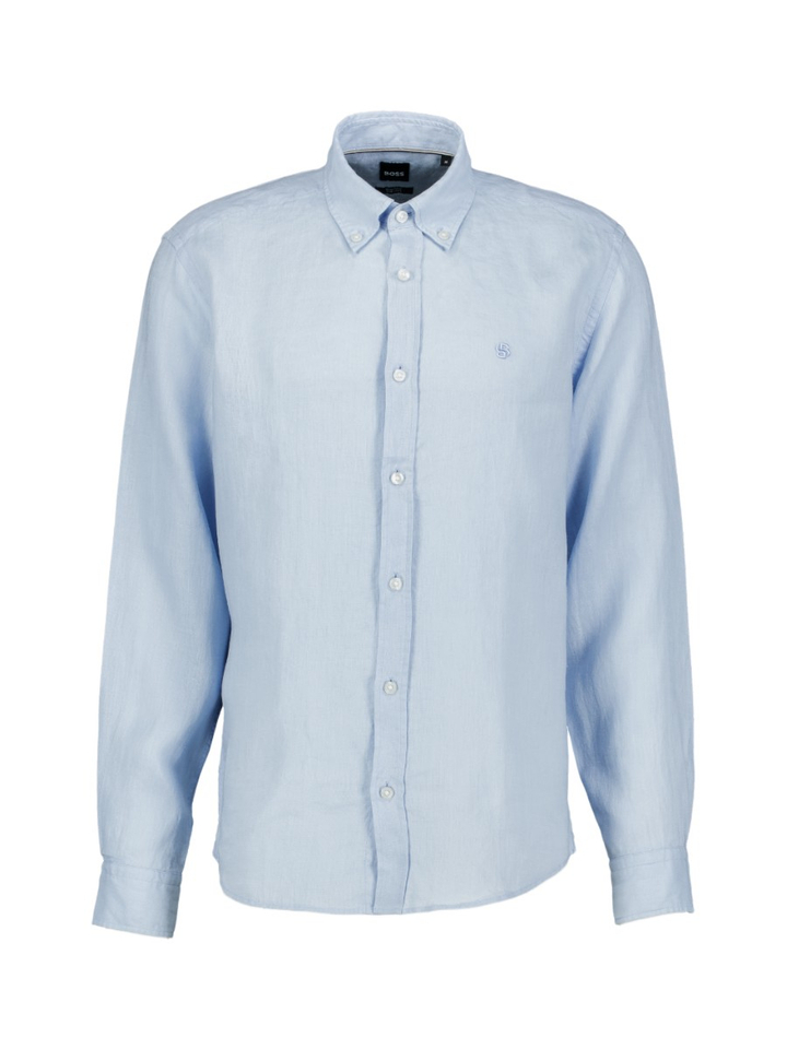 Lichtblauw linnen hemd (regular fit) met lange mouwen Hugo Boss 