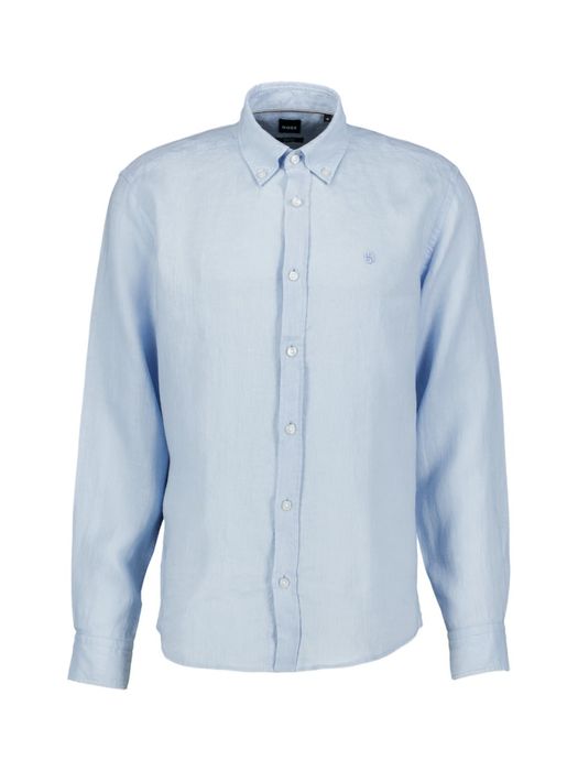 Lichtblauw linnen hemd (regular fit) met lange mouwen Hugo Boss