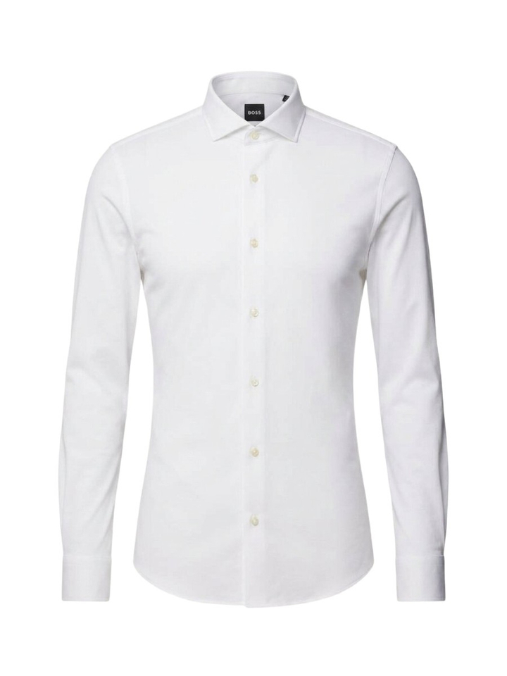 Wit katoenen hemd (slim fit) met details en lange mouwen Hugo Boss