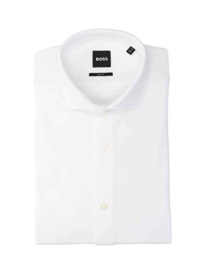Wit katoenen hemd (slim fit) met details en lange mouwen Hugo Boss
